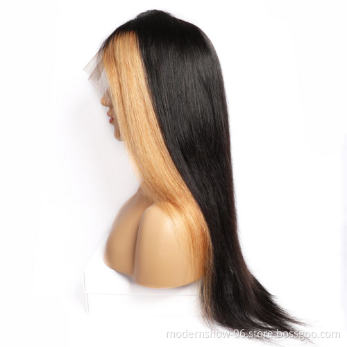 Modern Show Highlighted Human Hair Lace Wigs Hot Selling 1B/27 Blonde European Hair Wig With Pre Plucked